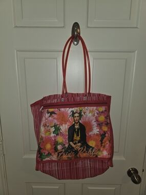 Frieda Kahla Red Floral Canvas Tote Bag